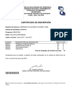 Certificado inscripción estudiante medicina Venezuela