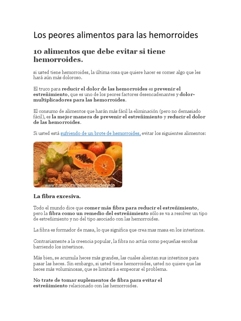 Los Peores Alimentos para Las Hemorroides | PDF
