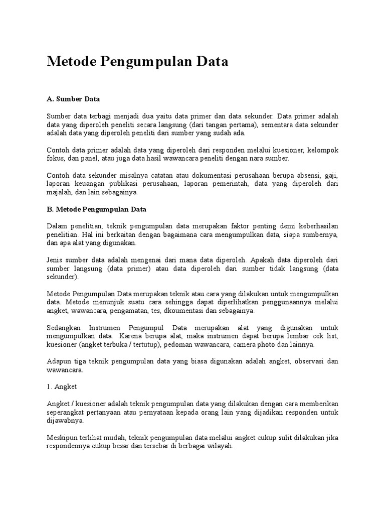 Metode Pengumpulan Data