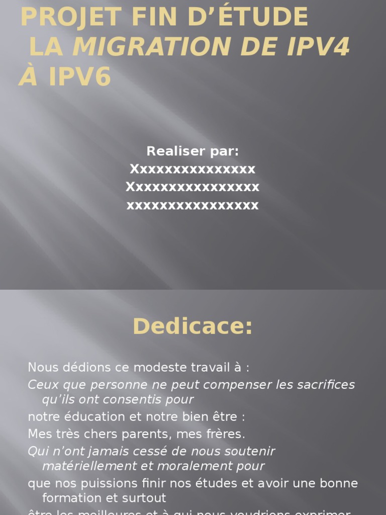 Migration d'IPv4 à IPv6 : enjeux et solutions | PDF | I Pv6 | Adresse IP