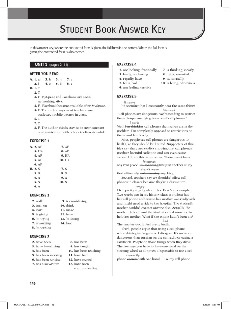 FOG 4th Edition Student Book Answer Key - M04 FOG TM L05 9974 AK PDF ...