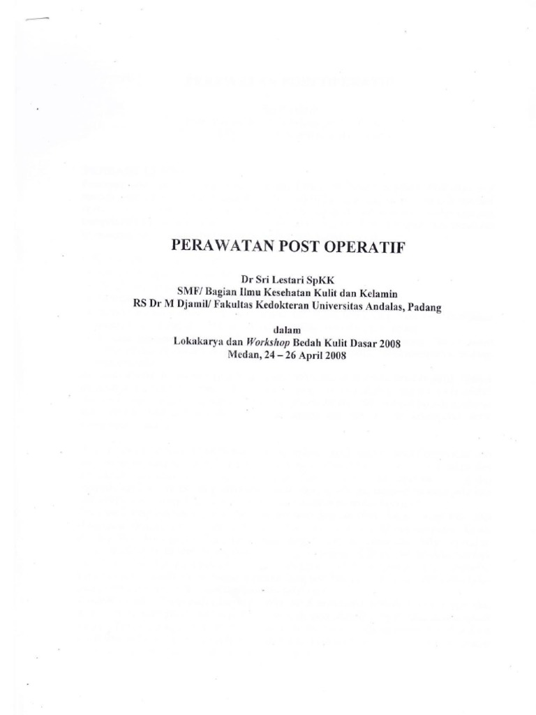 Perawatan Post Operatif PDF | PDF