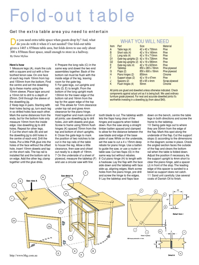 DIY Fold-Out Table Instructions | PDF