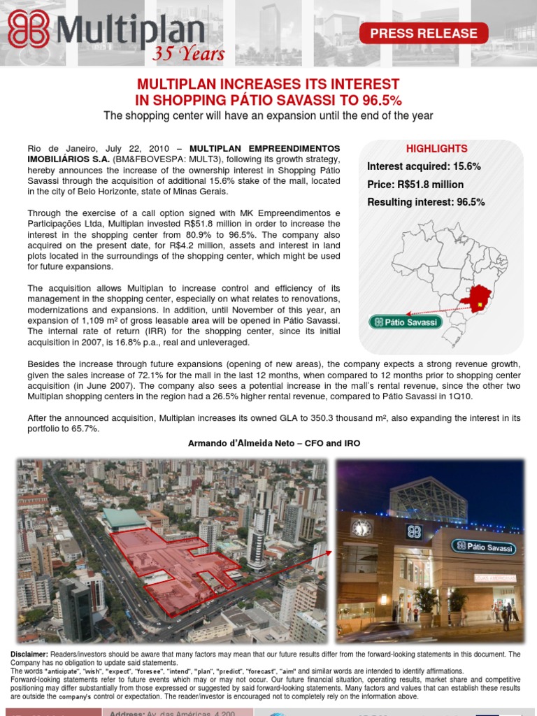 Patio Savassi ING PDF Shopping Mall Mergers And Acquisitions