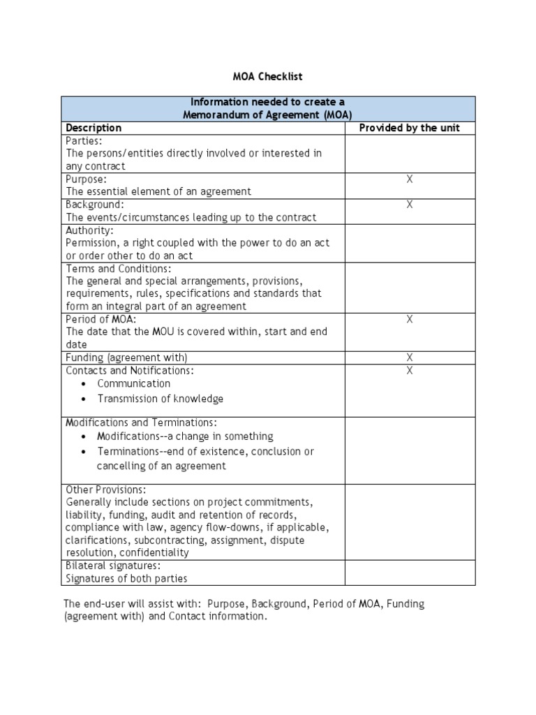 MOA Checklist 4-24-15 To POST | PDF