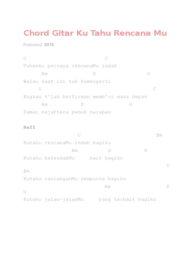 Indah Rencanamu Tuhan Chord Guru Galeri