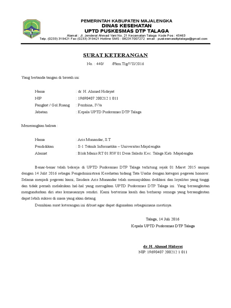 Contoh Kop Surat Keterangan Kerja Contoh Kop Surat