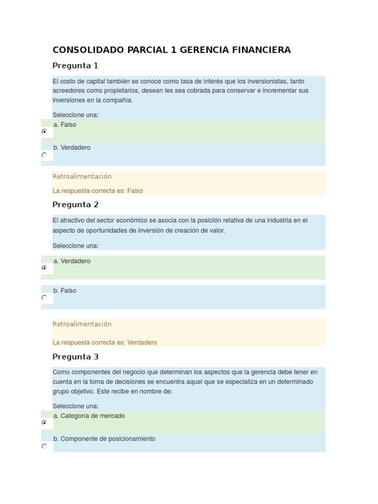 Consolidado Parcial 1 Gerencia Financiera | PDF | Capital de trabajo ...