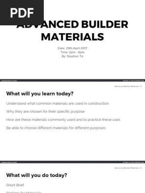 Advanced Builder Materials