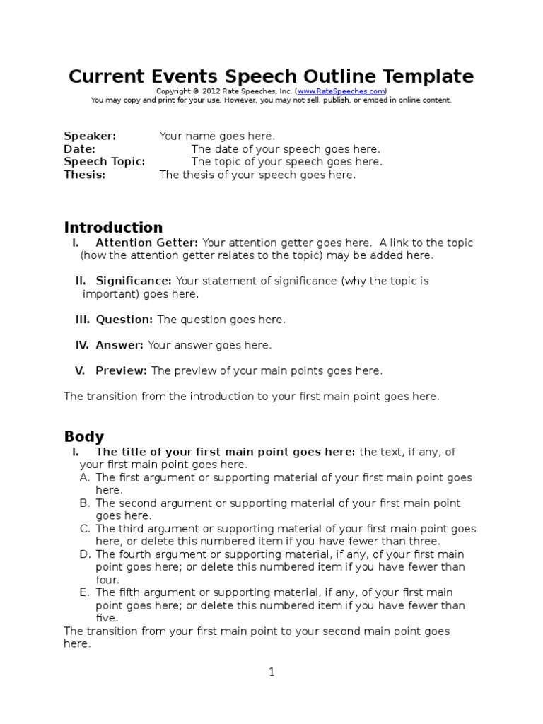 Object speech outline example image