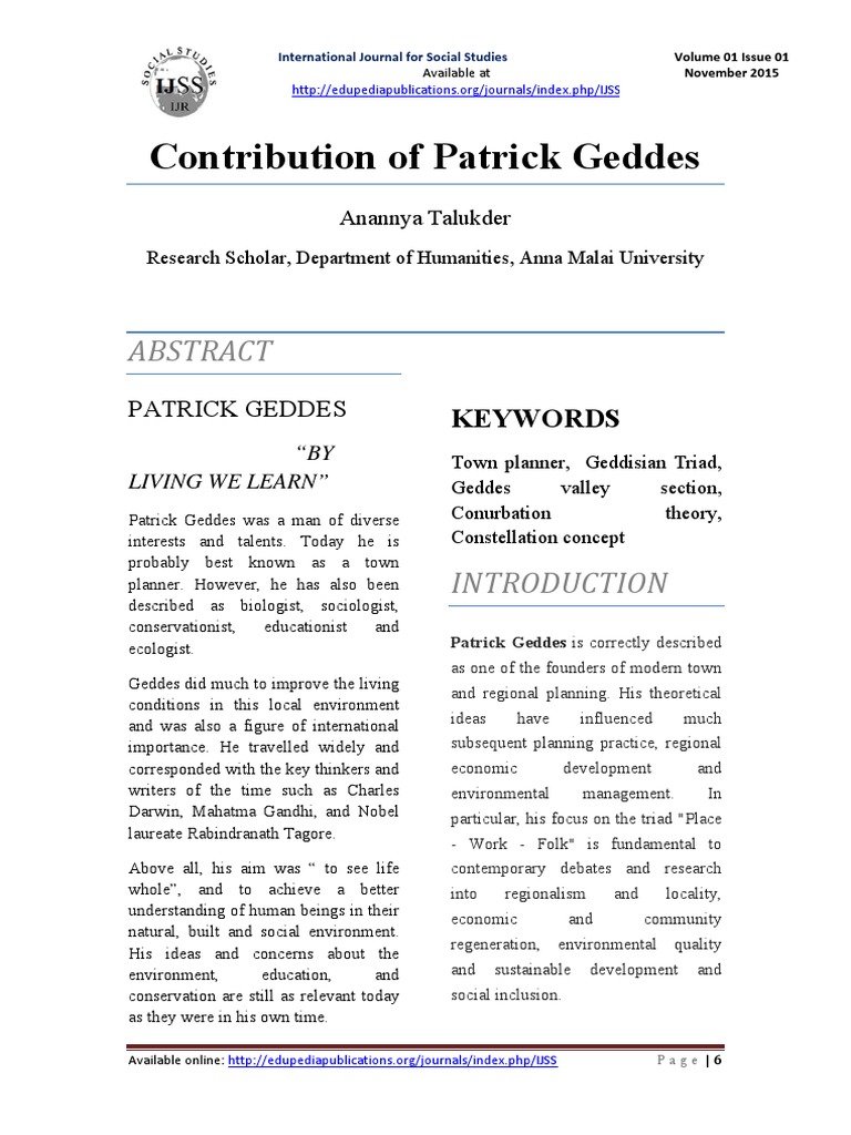 Patrick Geddes: Pioneer of Town Planning | PDF | Sociology | Science