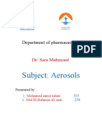 Subject: Aerosols: Department of Pharmaceutics