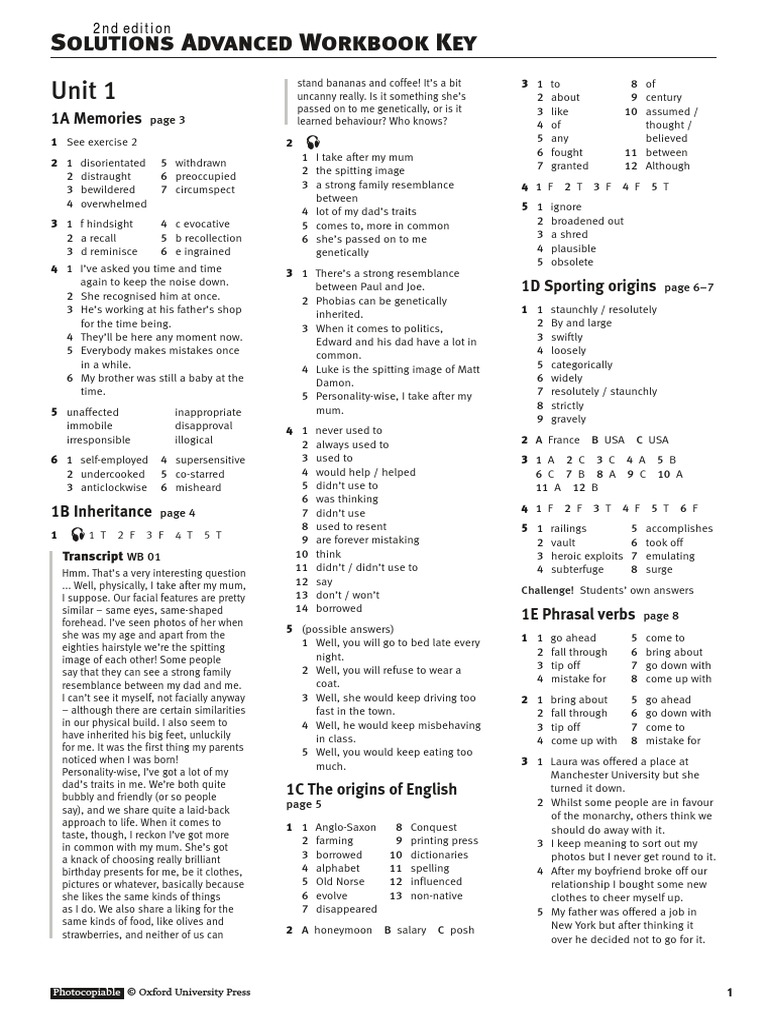 Advanced Workbook Key PDF | PDF | Alphabet | Letter Case