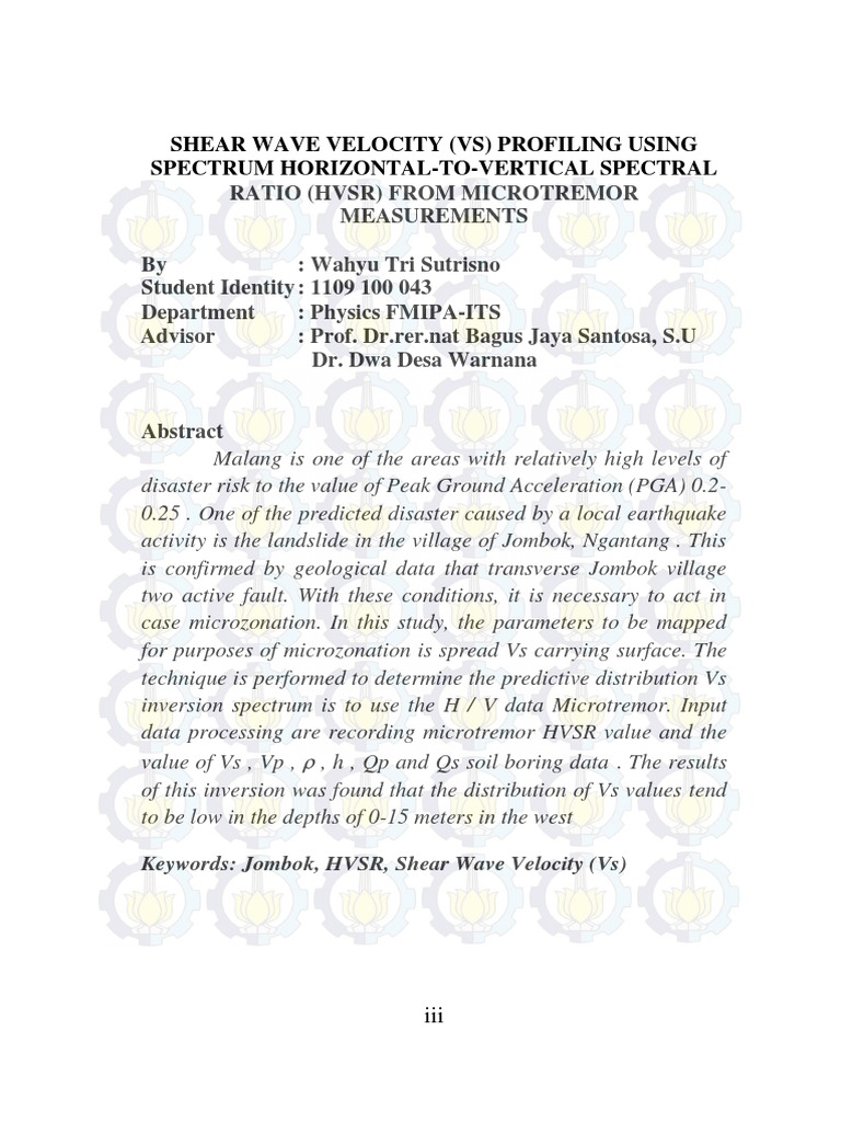 Shear Wave Velocity Profiling in Jombok | PDF