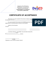 Certificate of Acceptance: Guihulngan City Division Lag-Asan Elementary