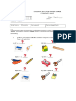 R. U. N. - Date: March, - , 2015.: English Test For First Grade Students 2015