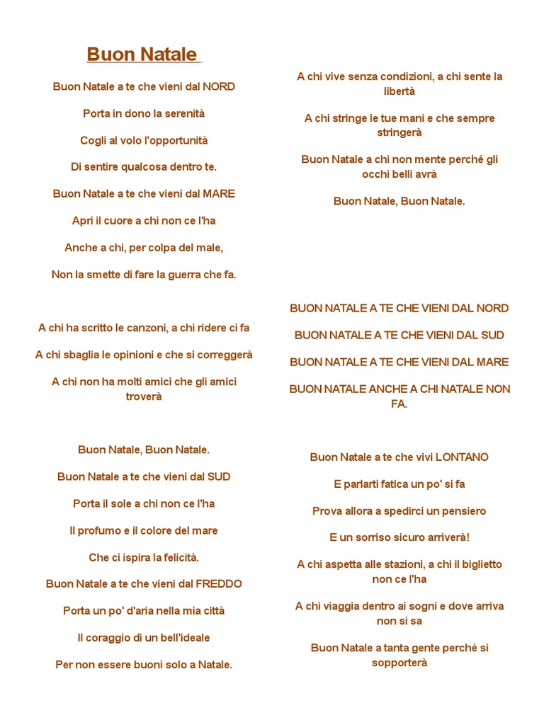 Buon Natale Testo PDF