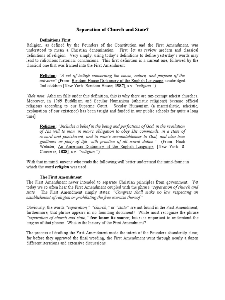 separation of church and state essay