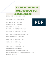 Ejercicios de Balanceo de Ecuaciones Químicas Por Oxidoreducción