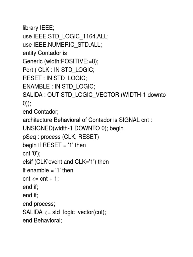 VHDL 8-bit Counter Design | PDF