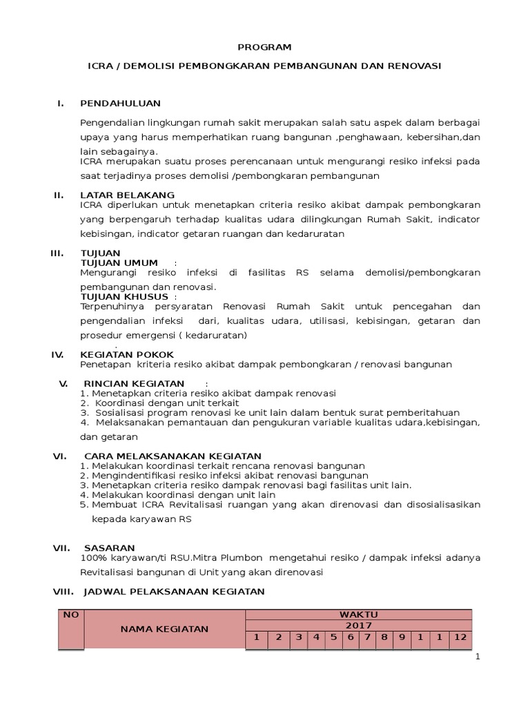 Membuat Infection Control Risk Assessment (Icra) | PDF