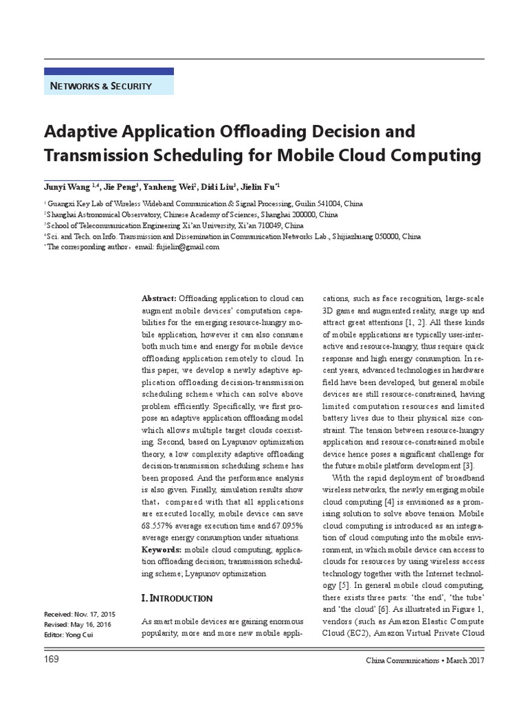 Adaptive Offloading for Mobile Cloud Computing | PDF