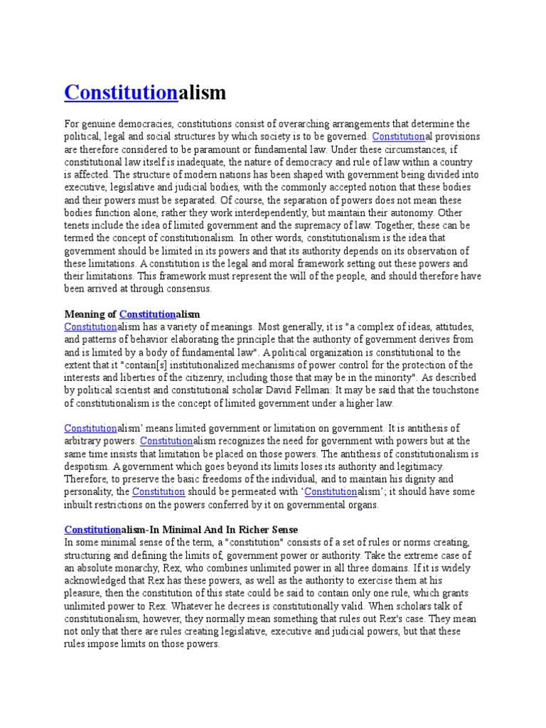 Constitutionalism Constitution Constitutional Law