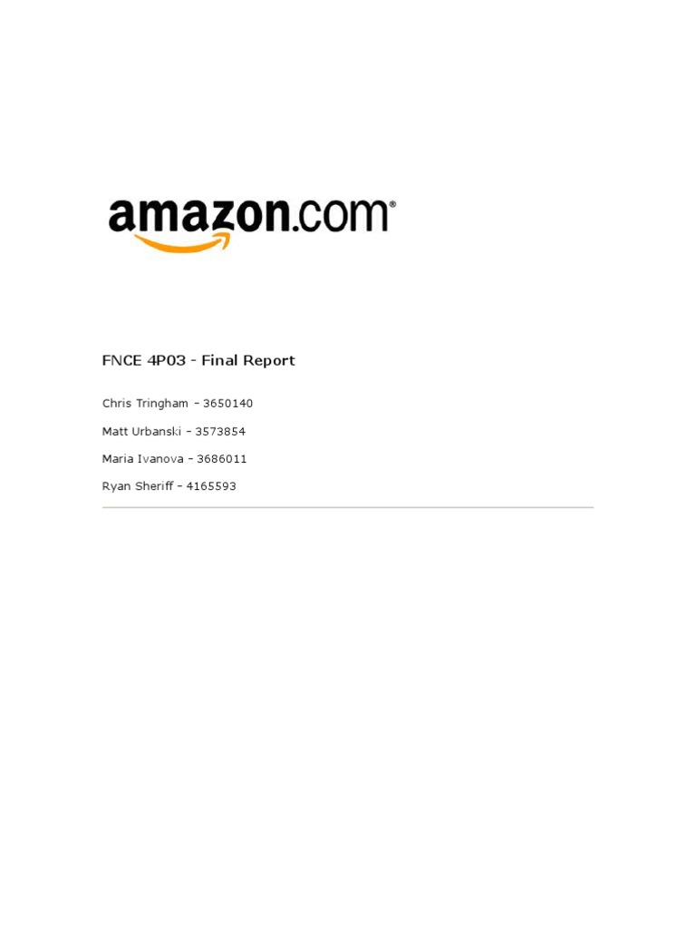 Amazon Stock Report AMZN PDF Peg Ratio Revenue