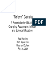 "Reform" Calculus: A Presentation For ED 220
