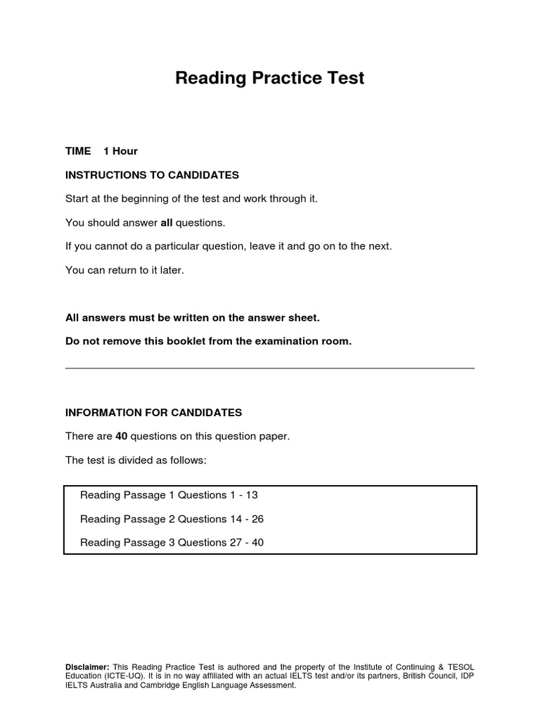 Reading Practice Test v5 | PDF | International English Language Testing ...