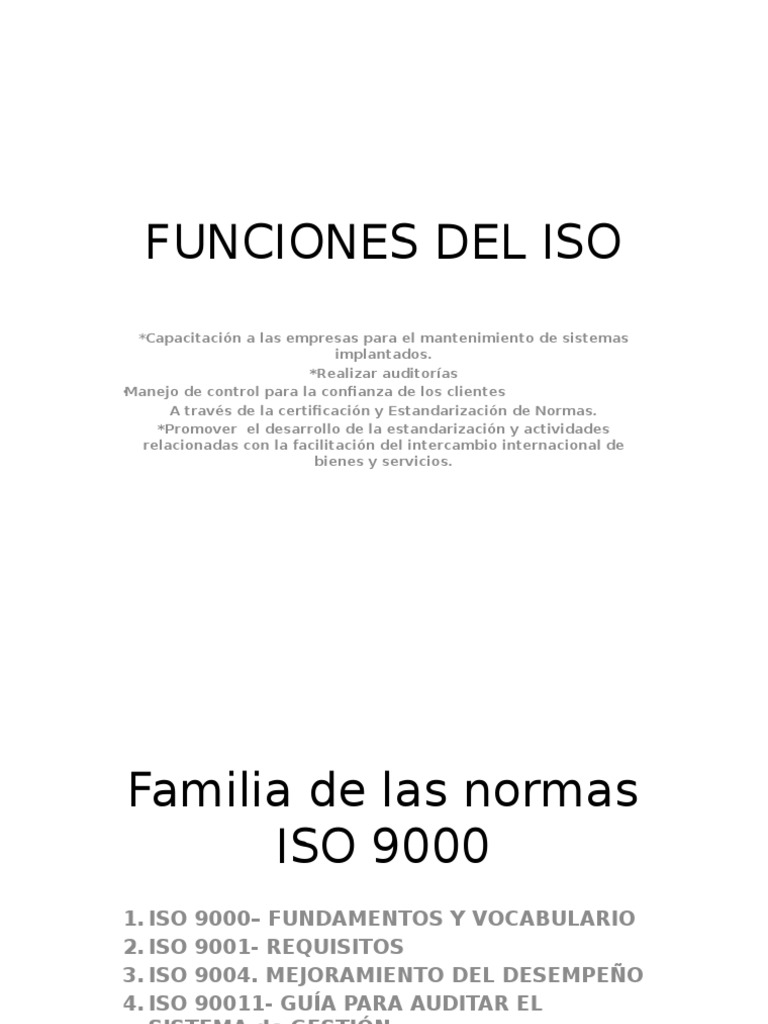 Funciones Del Iso | PDF | Iso 9000 | Organización internacional para la ...