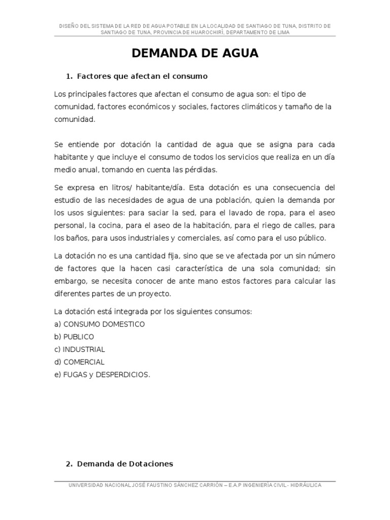 Demanda de Agua | PDF | Consumo (economía) | Santiago