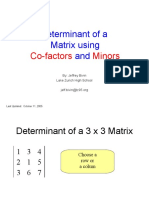 Determinant of A Matrix Using And: Co-Factors Minors