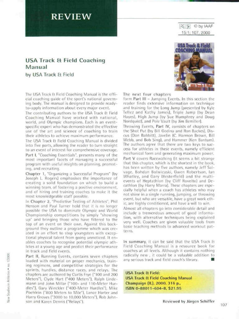 Us Track and Field Coaching Manual by Usa T PDF Track And Field
