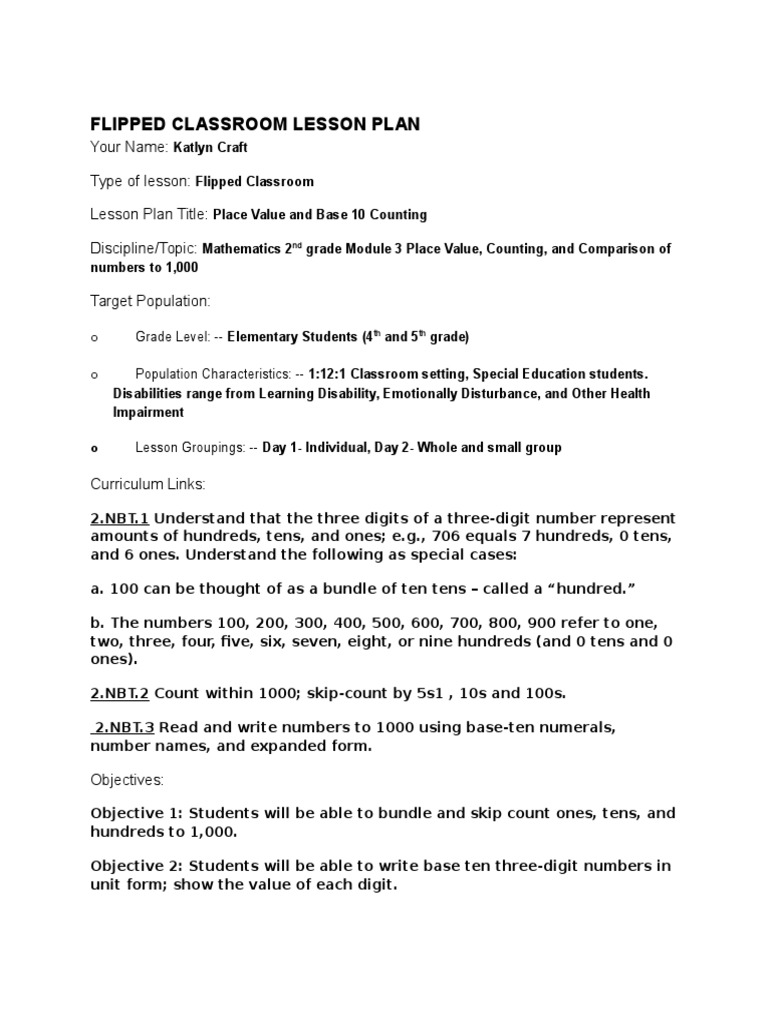 Flipped Classroom Lesson Plan Learning Curriculum