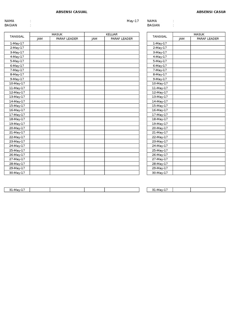 Employee Attendance Log | PDF
