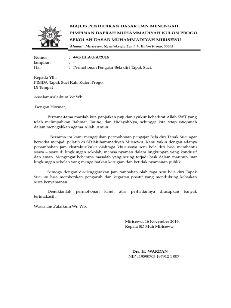 Surat Permohonan Bantuan Hewan Qurban - Contoh Surat Penerimaan Hewan