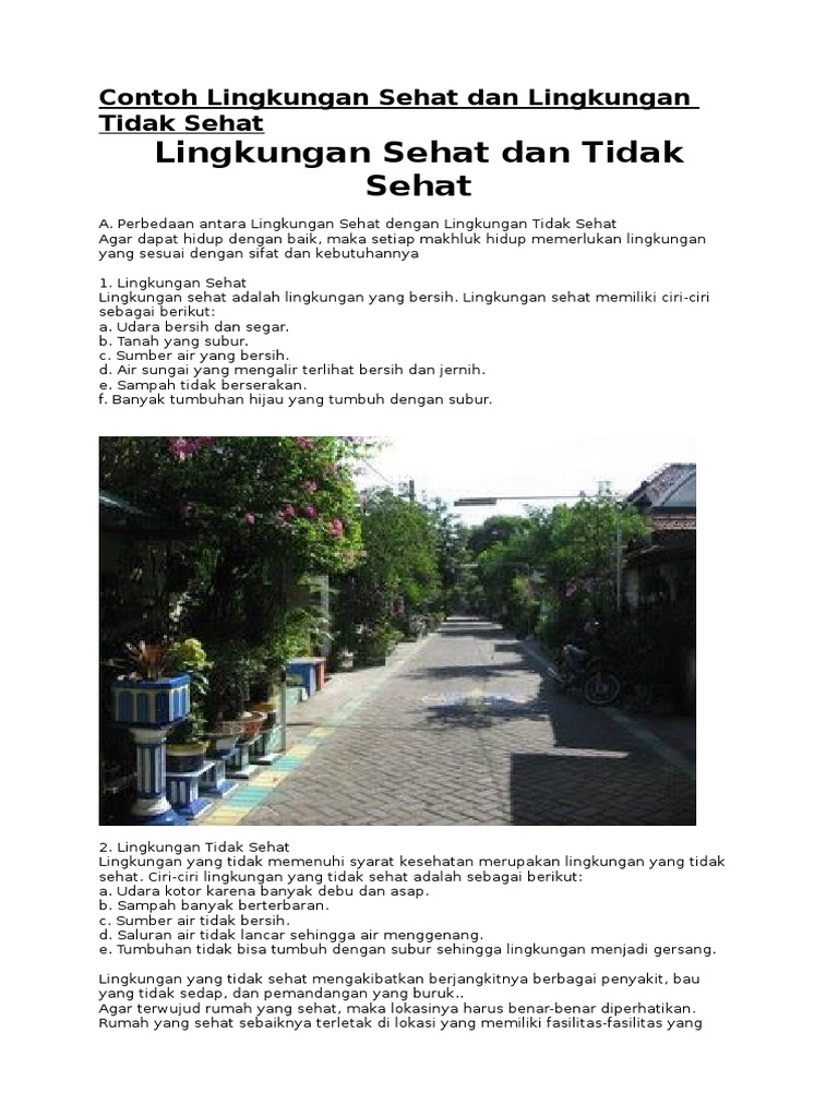 Contoh Lingkungan Sehat Dan Lingkungan Tidak Sehat Contoh Lingkungan Sehat Dan Lingkungan Tidak Sehat