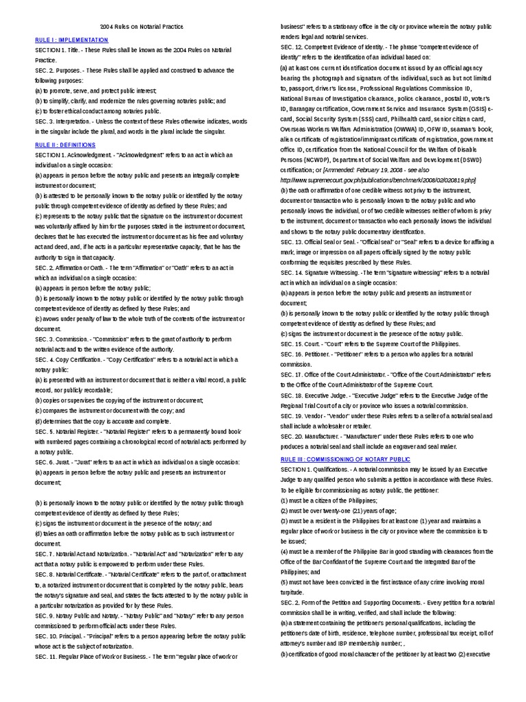 2004 Rules on Notarial Practice Notary Public Identity Document