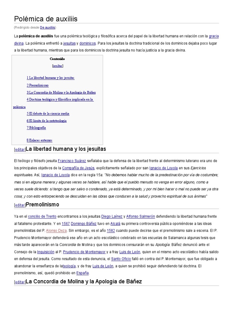 De Auxiliis (Controversia) PDF Metafísica Religión y creencia