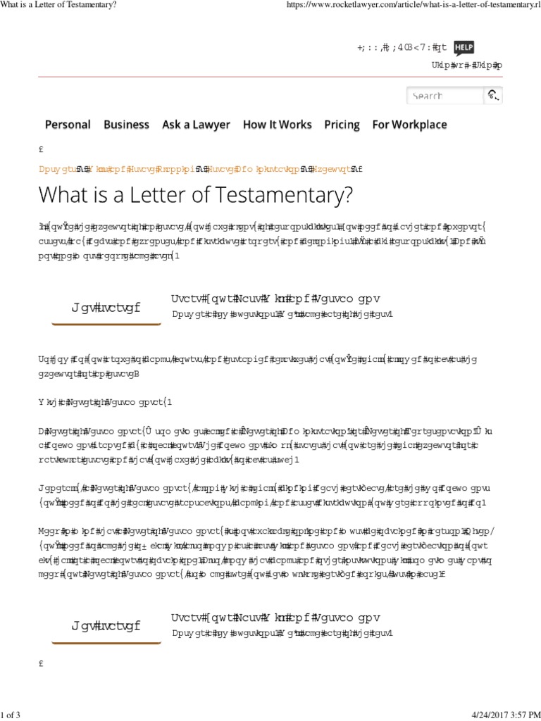 What is a letter of testamentary virtue common law free 30 day 