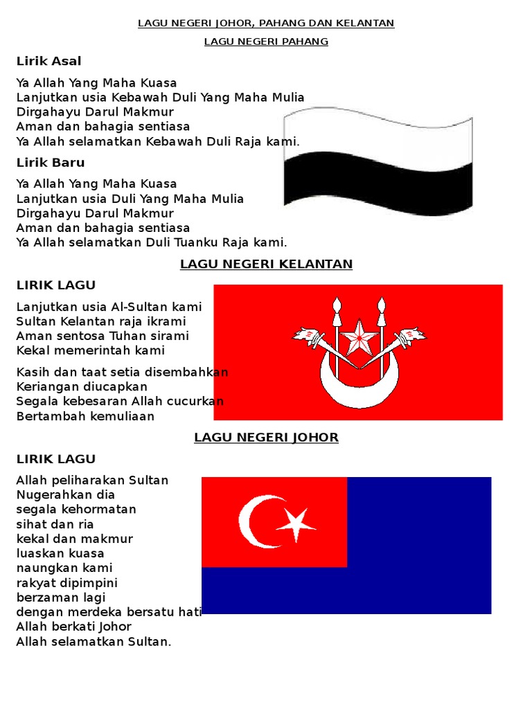 Malaysiaku Lagu Negeri Pahang Lirik