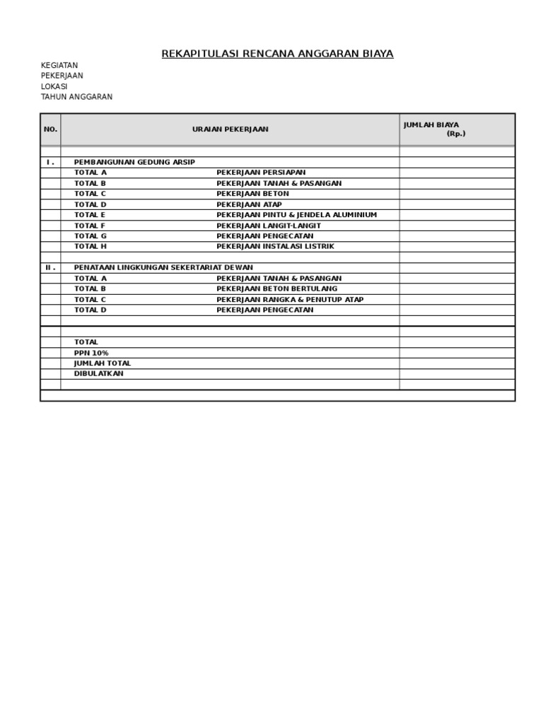 Contoh RAB Pembangunan Gedung | PDF