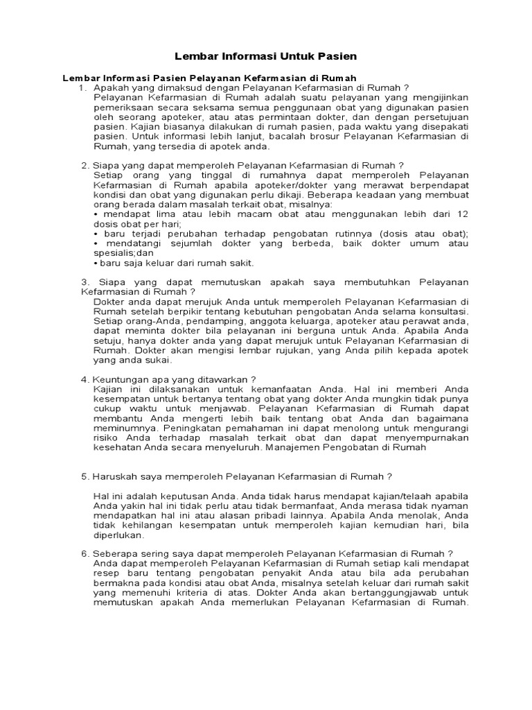 Contoh Kajian Pelayanan Kefarmasian Di Rumah Sakit Sekitar Rumah
