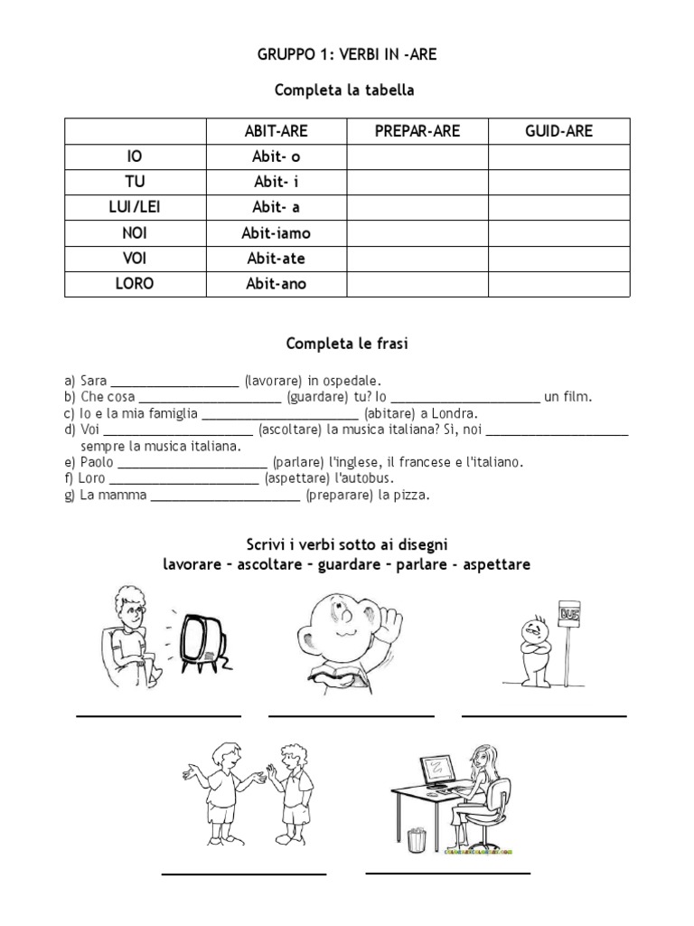 Ripasso Are Ere Ire Presente