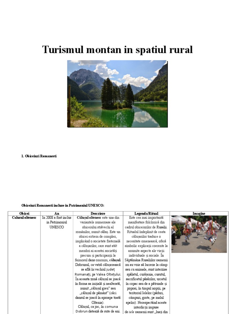 Turismul Montan in Spatiul Rural | PDF