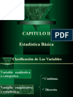 ESTADISTICA BASICA Clasificacion de Las Variables