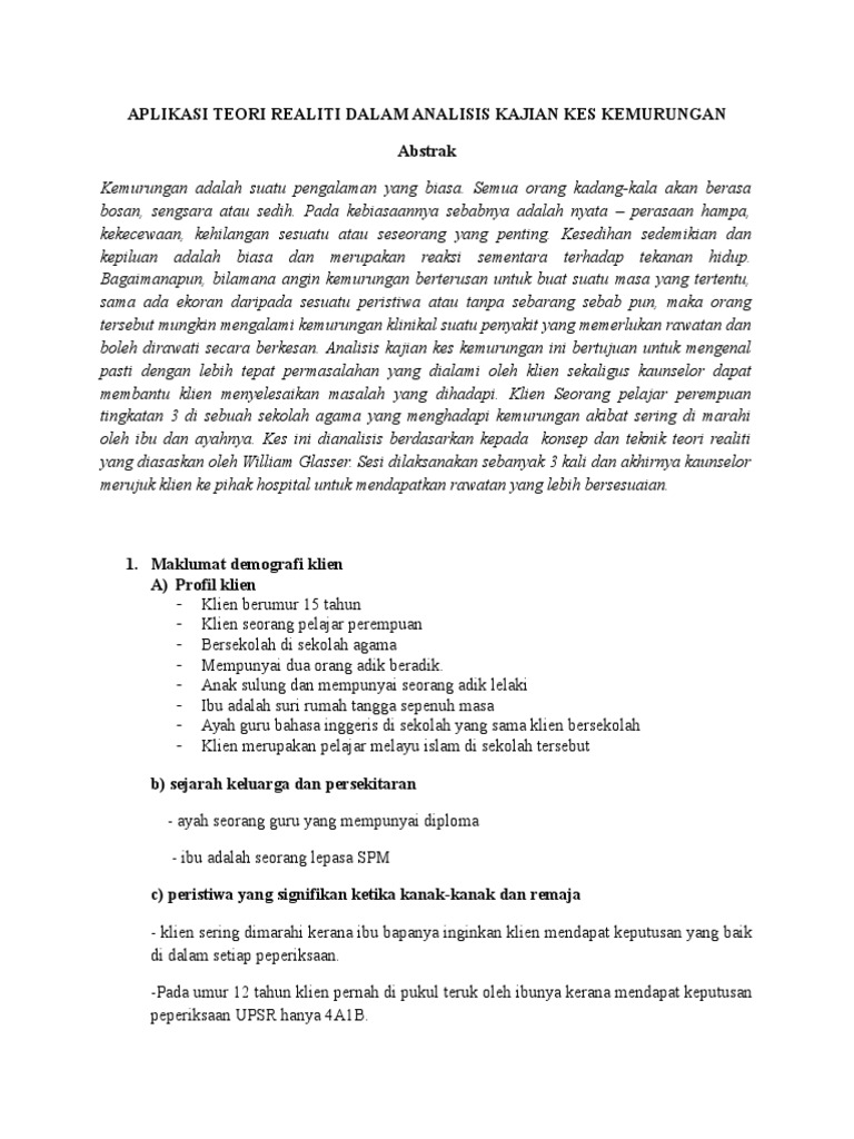 Aplikasi Ctrt Dalam Analisis Kajian Kes Kemurungan Pdf
