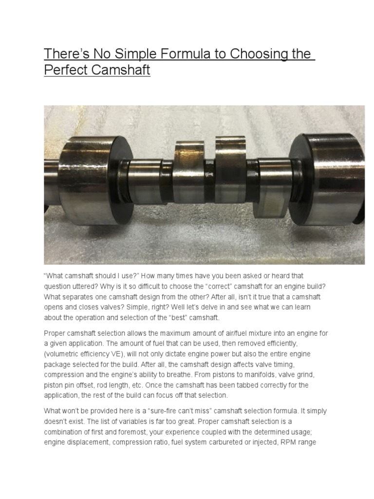 Choosing the Perfect Performance Camshaft Internal Combustion Engine Piston