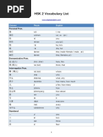 HSK 2 Vocabulary List